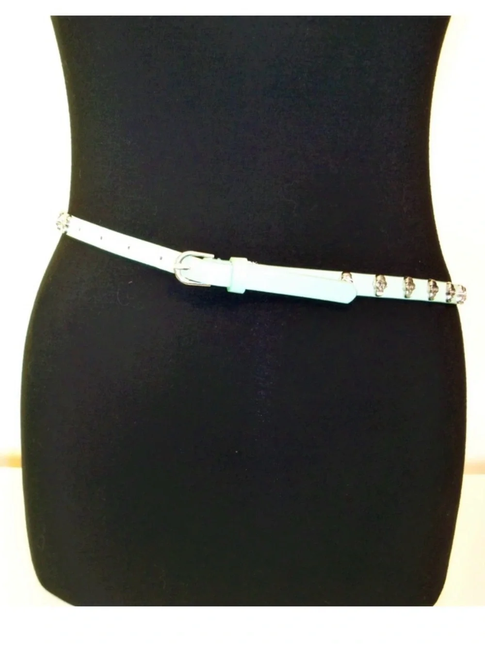 Pale Green Skull Skinny Belt